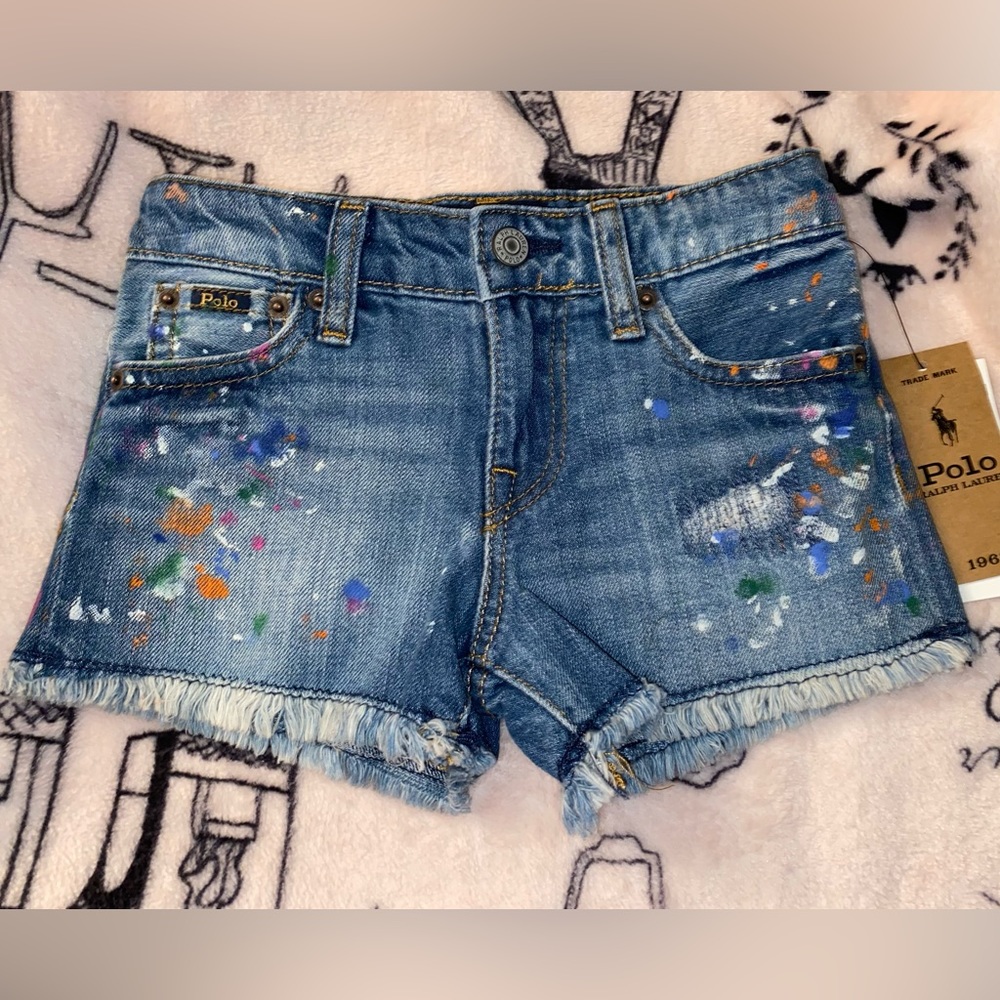 Polo Ralph Lauren Girls Paint Splatter Denim Shorts
